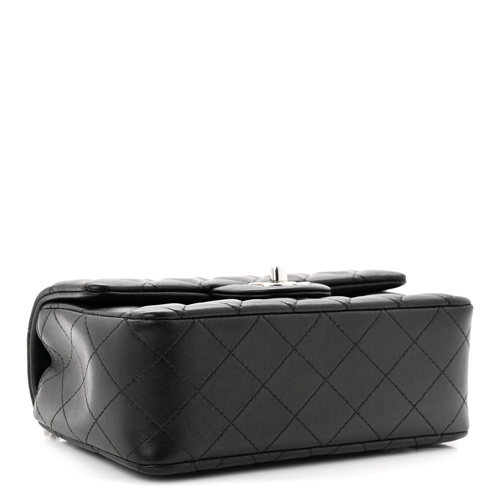 Chanel Lambskin Quilted Mini Rectangular Flap Black