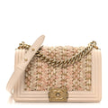 Chanel Braided Tweed Lambskin Medium Boy Flap Pink
