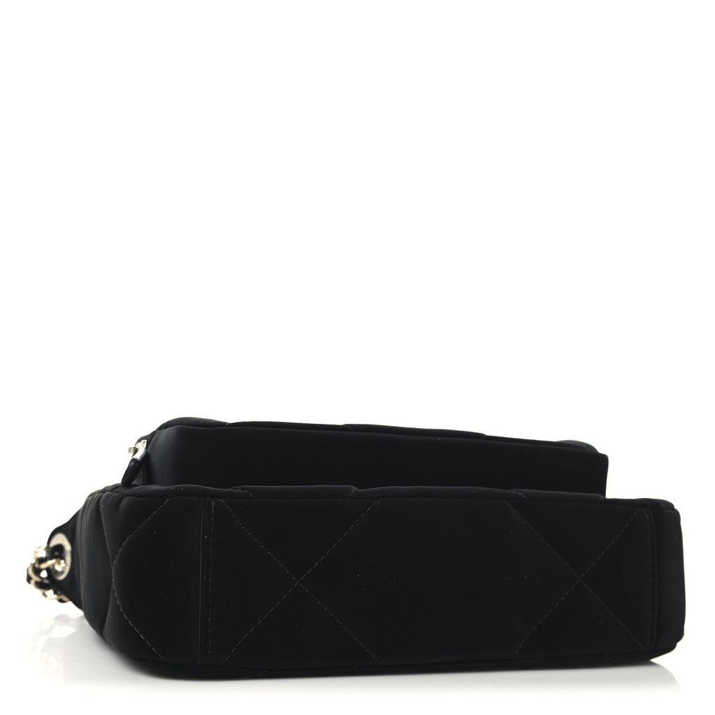 Chanel Velvet Effect Nylon Shiny Crumpled Calfskin Quilted Chanel 25 Clutch With Chain Black