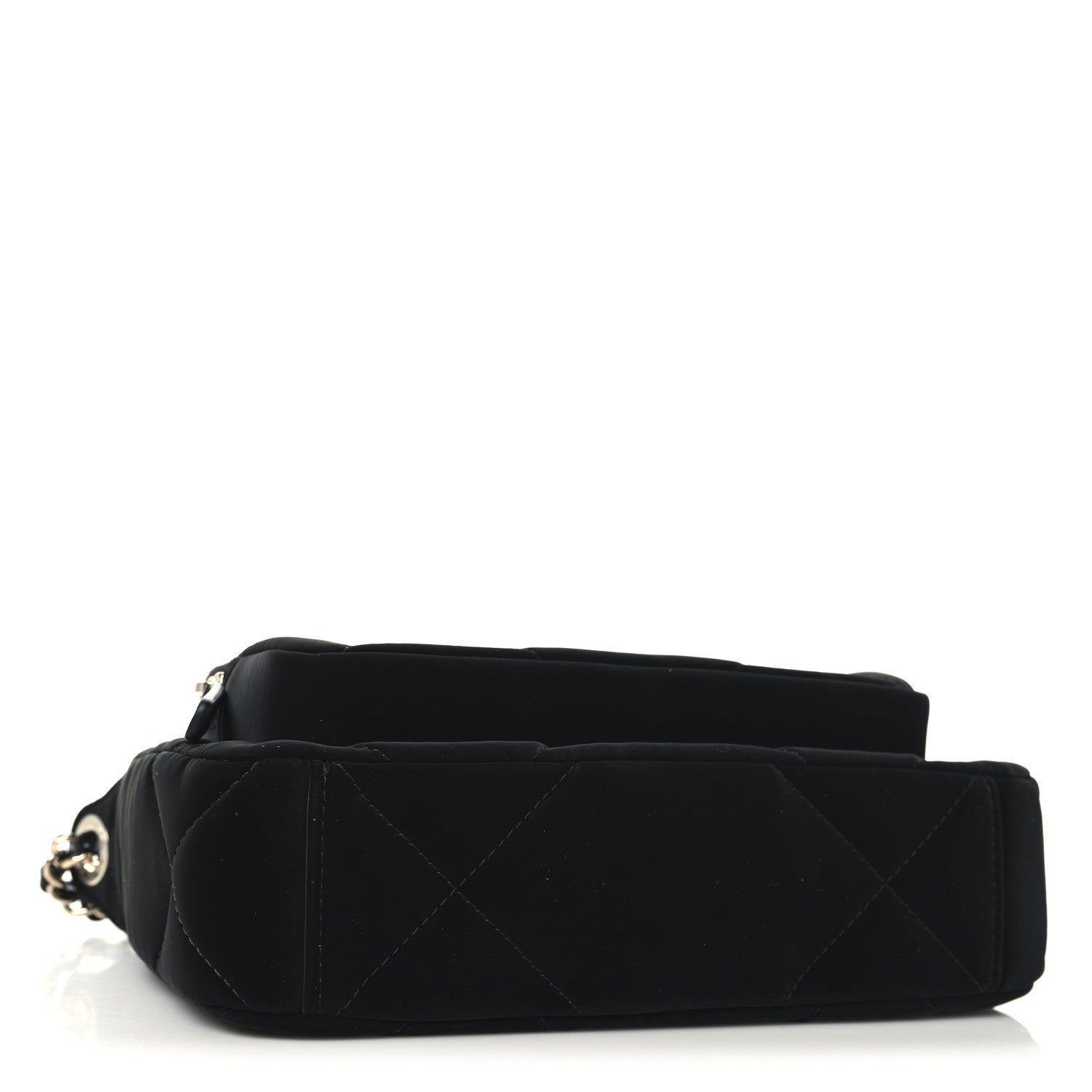 Chanel Velvet Effect Nylon Shiny Crumpled Calfskin Quilted Chanel 25 Clutch With Chain Black