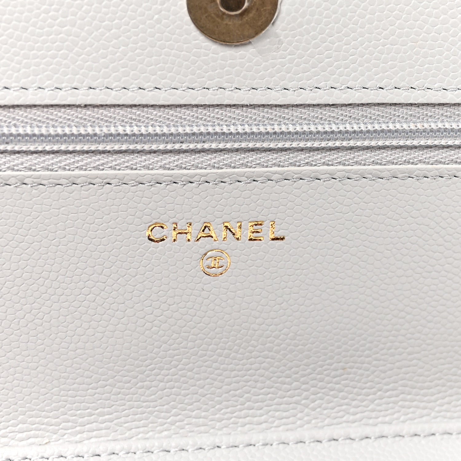 Chanel Caviar Quilted Textured CC Wallet on Chain WOC Grey