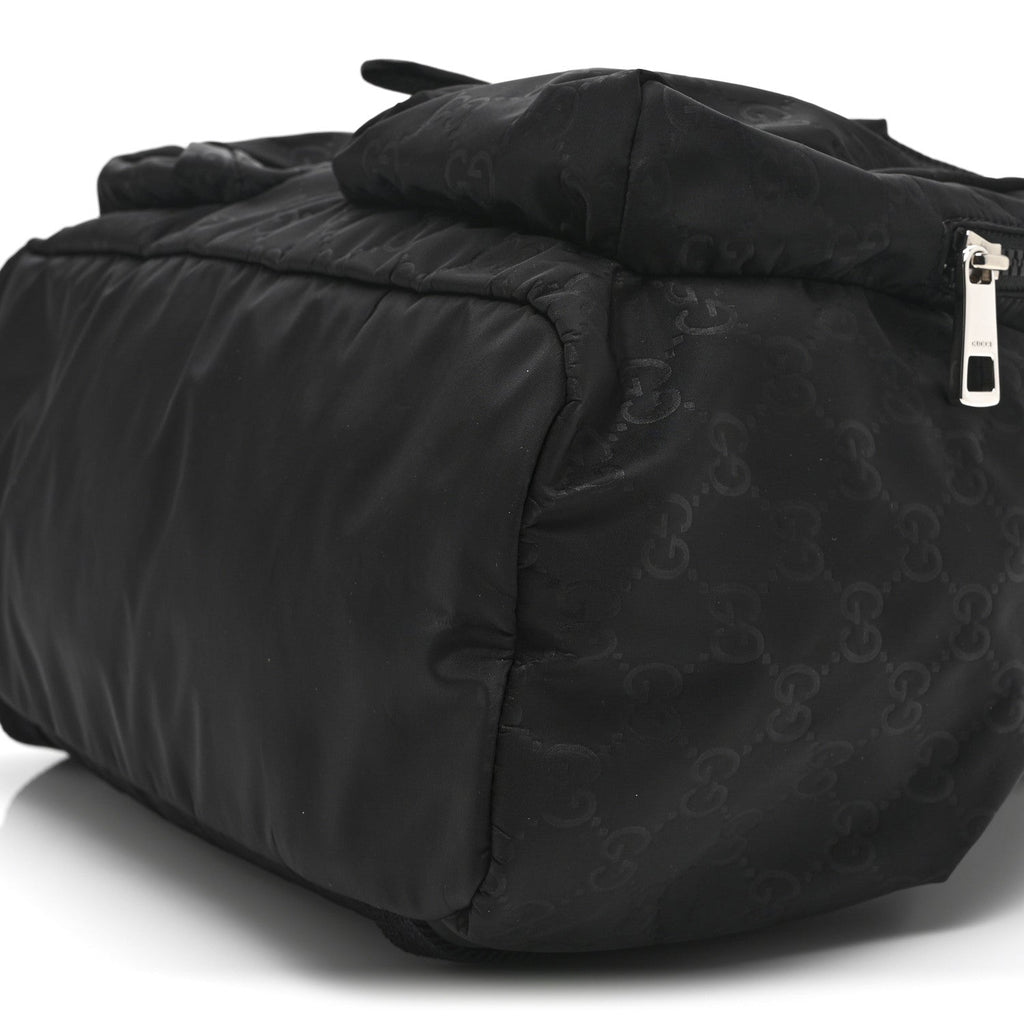 Gucci Nylon Monogram Medium Light Single Buckle Backpack Black