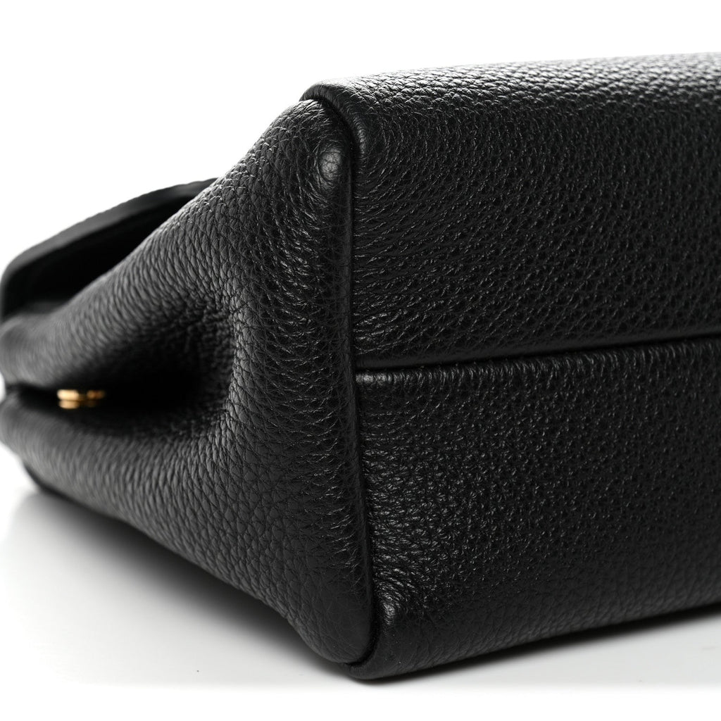 Prada Vitello Daino Soft Flap Shoulder Bag Black