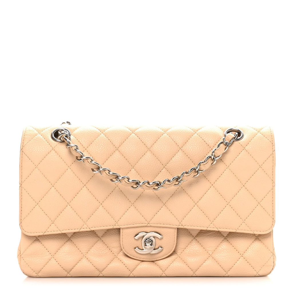 Chanel Caviar Quilted Medium Double Flap Beige