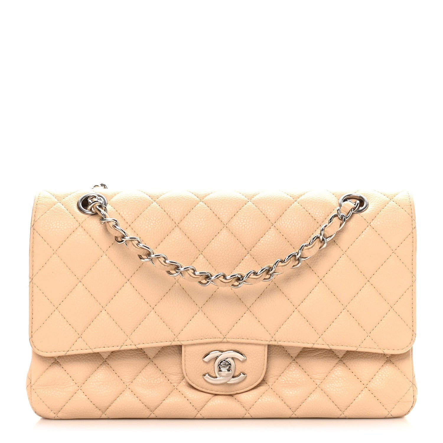 Chanel Caviar Quilted Medium Double Flap Beige