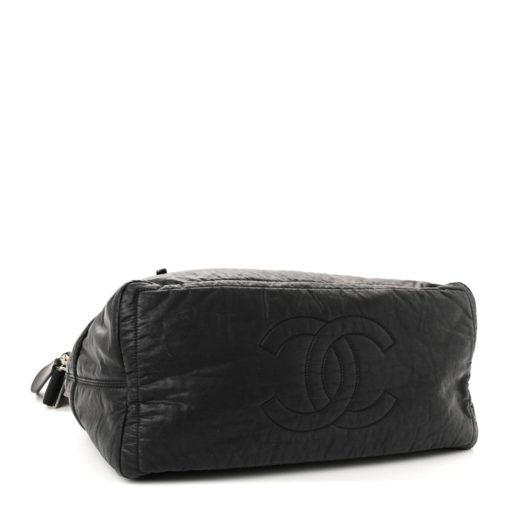 Chanel Coated Canvas Quilted Large Garment Travel Bag Black