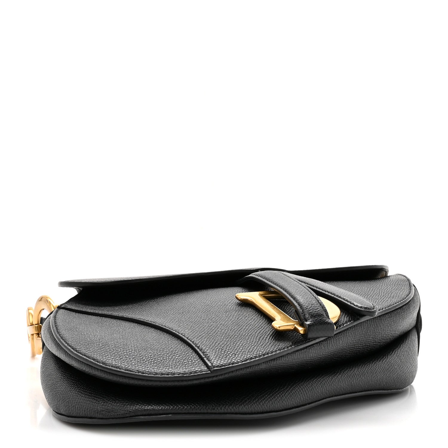Christian Dior Grained Calfskin Saddle Bag Black