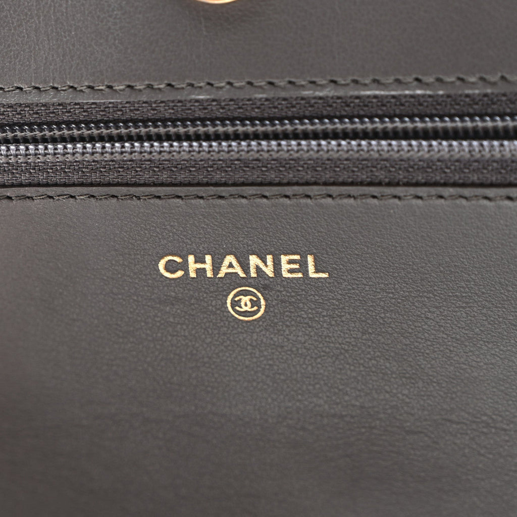 Chanel Caviar Quilted Boy Wallet On Chain WOC Grey