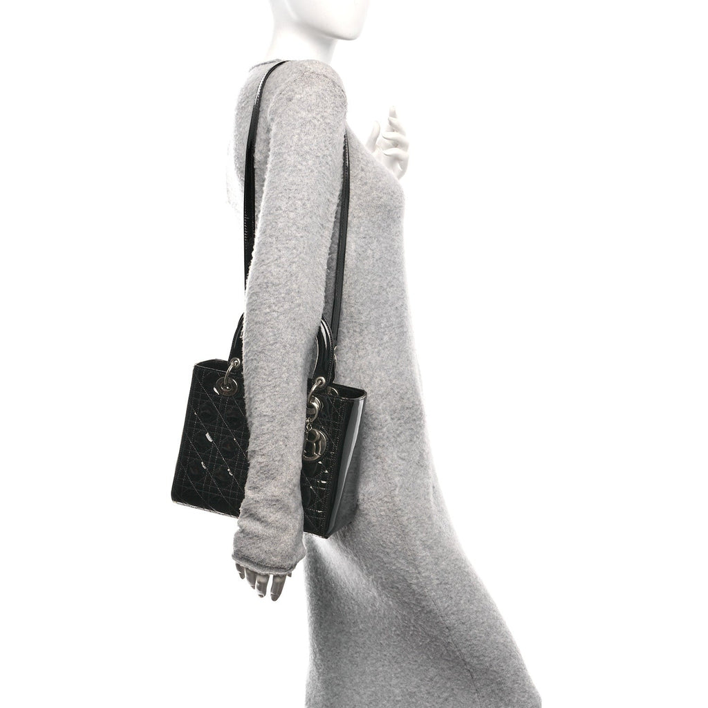 Christian Dior Patent Cannage Medium Lady Dior Black