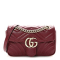 Gucci Calfskin Matelasse Small GG Marmont Shoulder Bag  Rosso Ancora