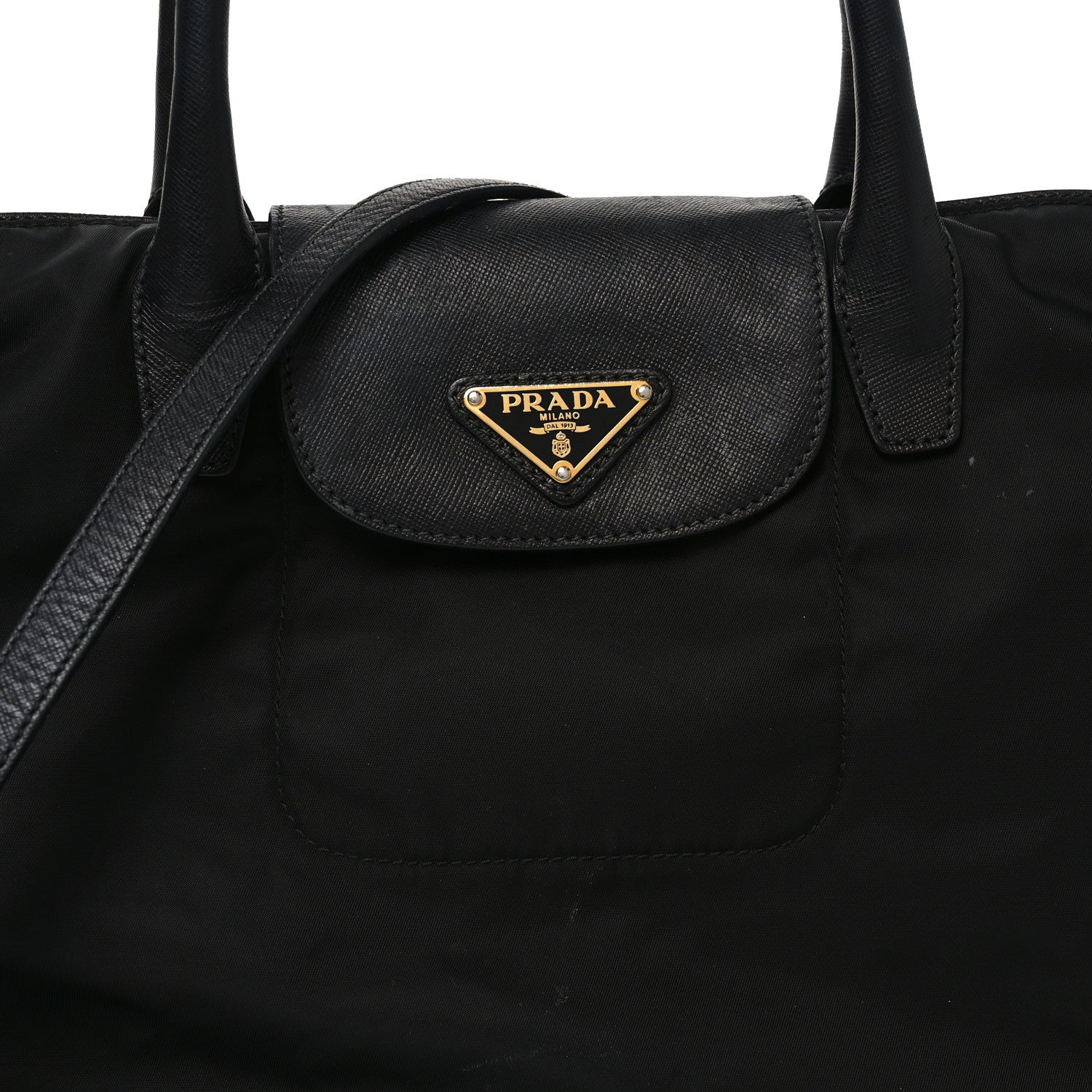 Prada Tessuto Nylon Saffiano Shopping Tote Black