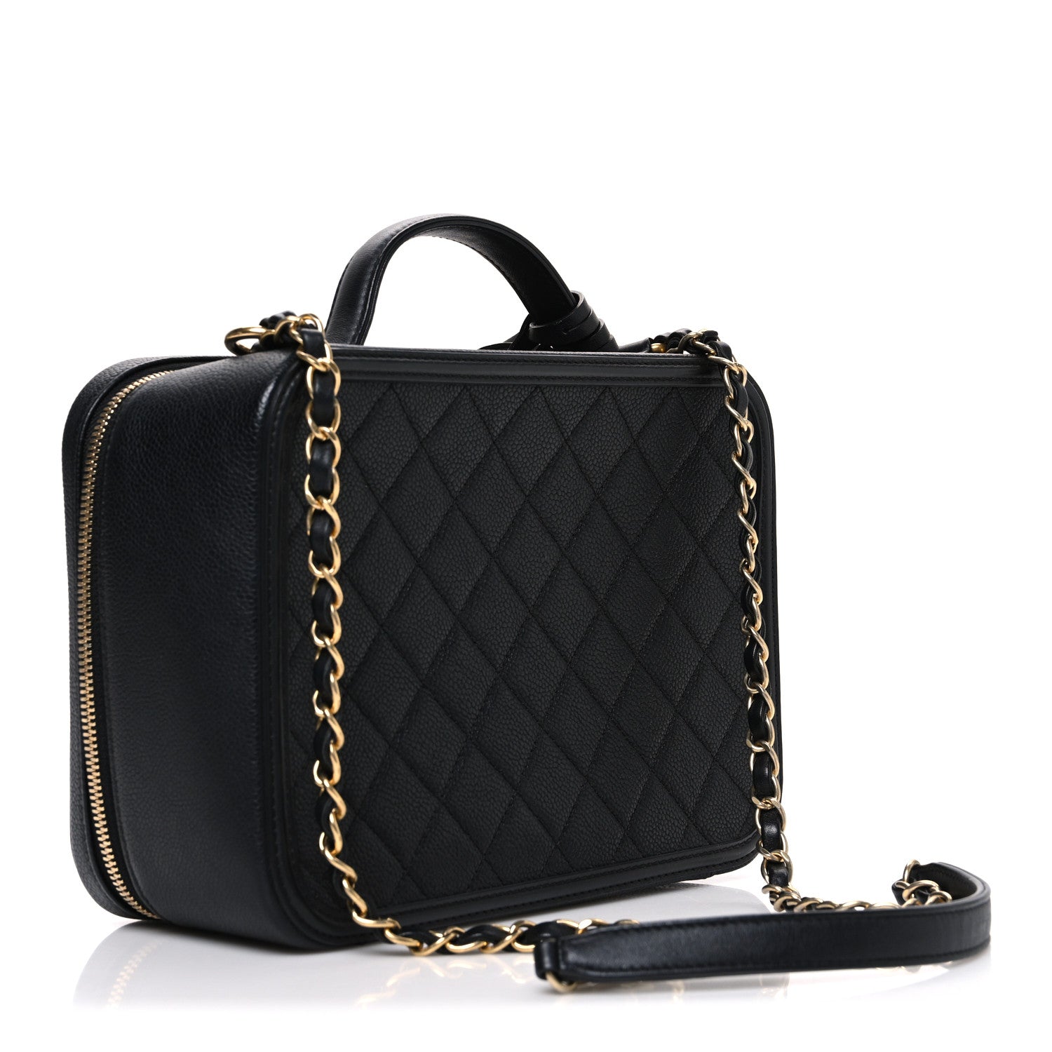 Chanel Caviar Quilted Large CC Filigree Vanity Case Black