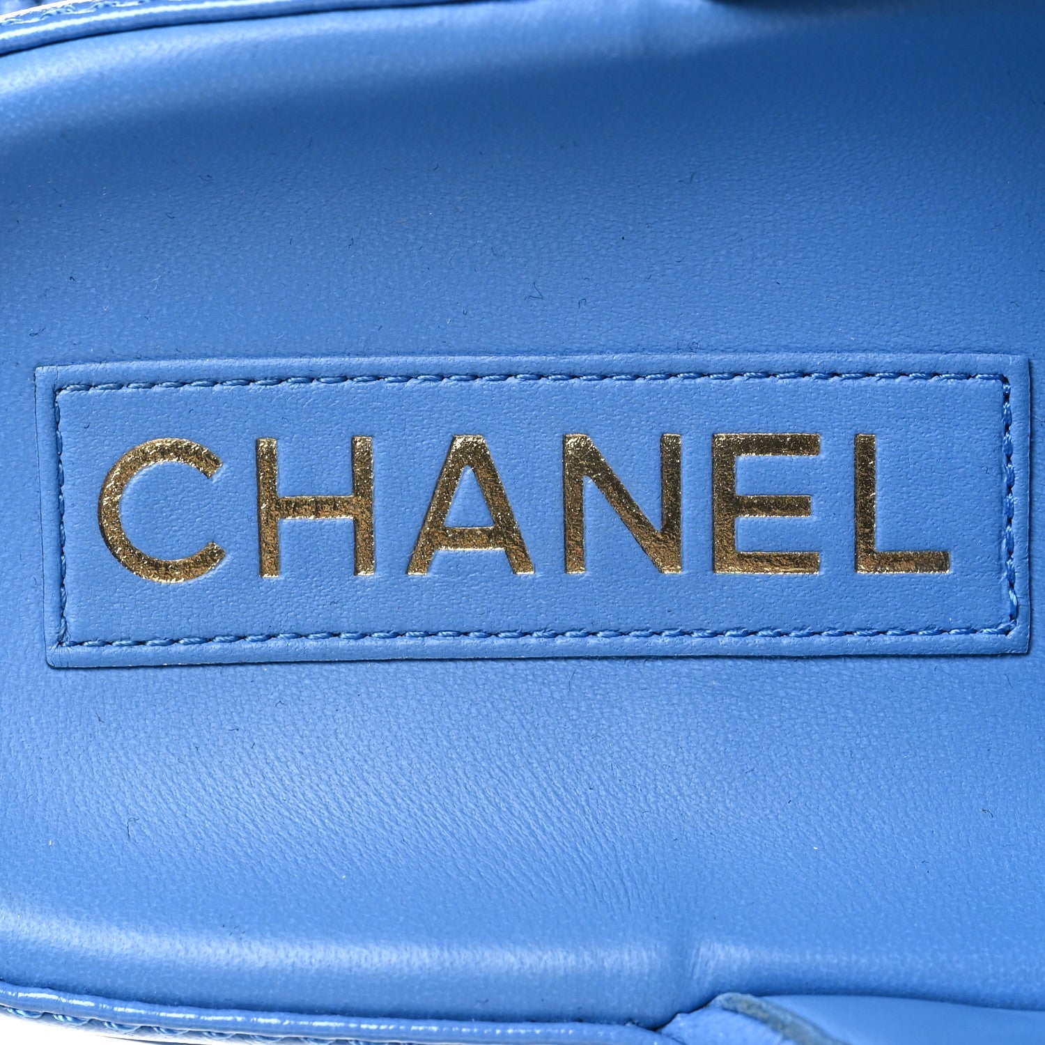 Lambskin Quilted Velcro Dad Chain CC Slide Sandals 37 Blue