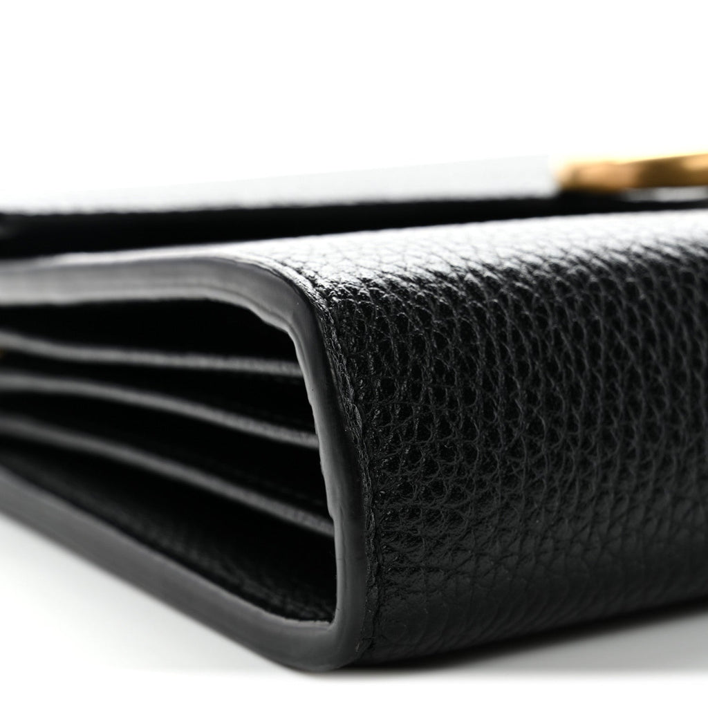 Gucci Calfskin GG Marmont Chain Wallet Black