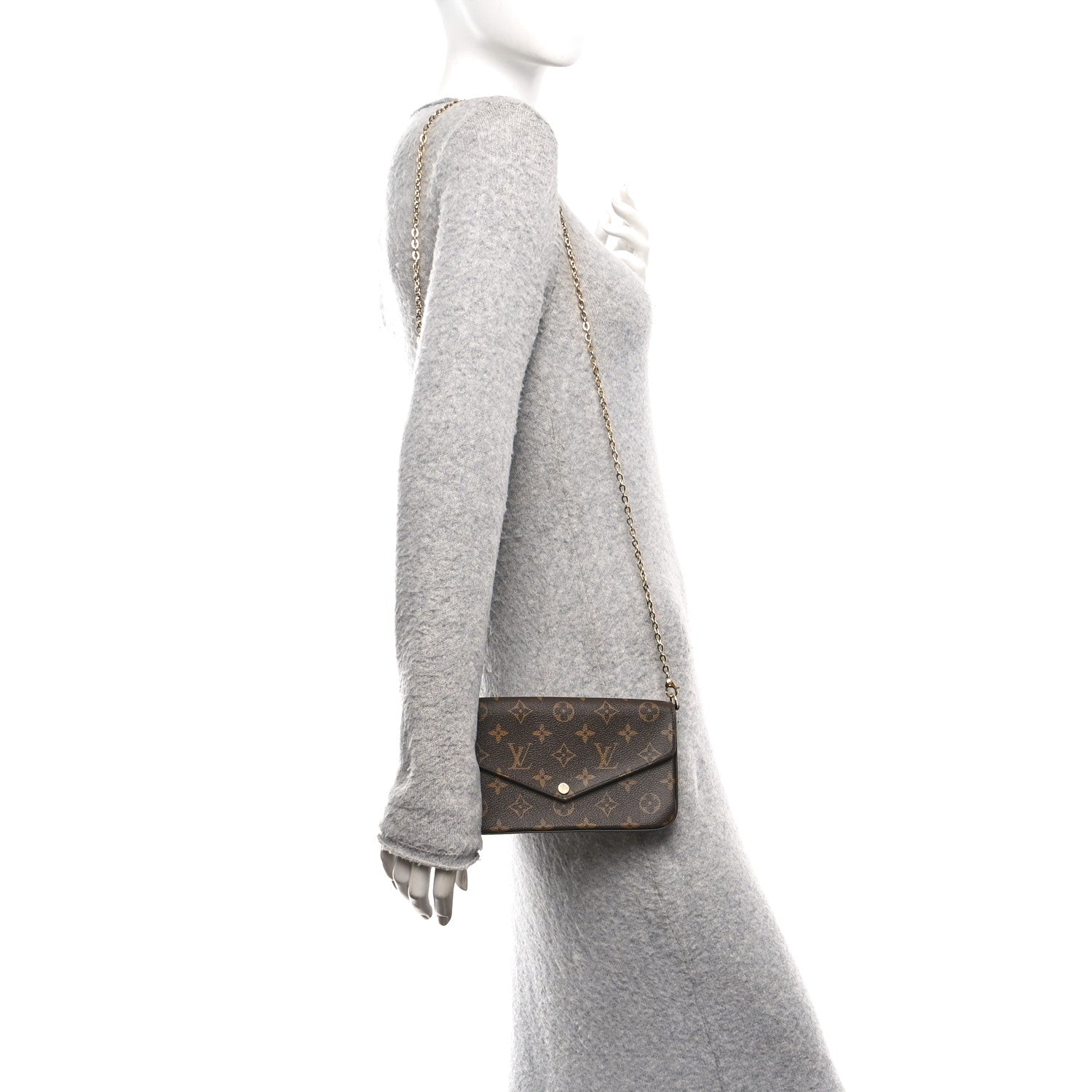 Louis Vuitton Monogram Pochette Felicie Chain Wallet Fuchsia