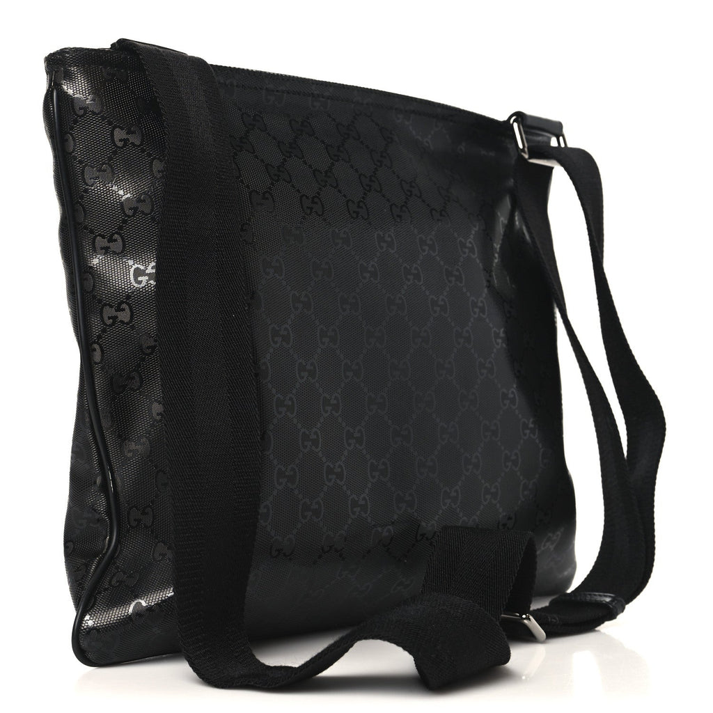 Gucci Imprime Monogram Medium Flat Messenger Bag Black