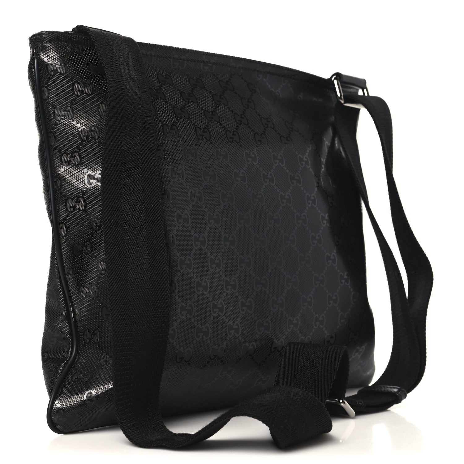 Gucci Imprime Monogram Medium Flat Messenger Bag Black