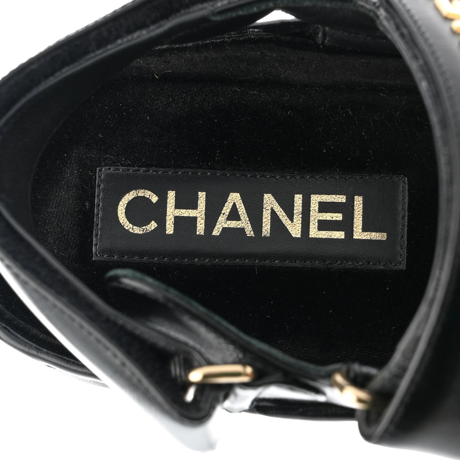 Chanel Shiny Calfskin Logo Platform Sandals 39 Black