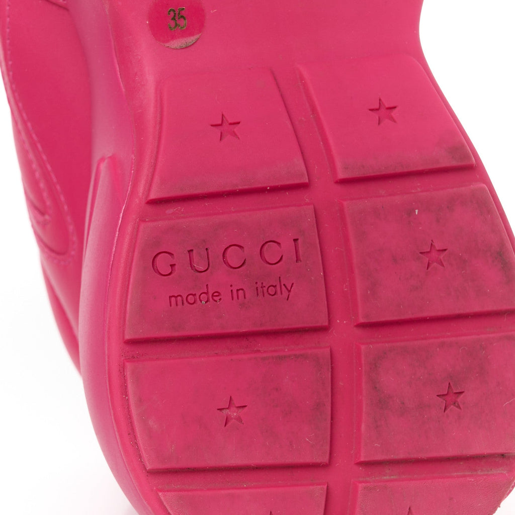 Gucci Calfskin Logo Womens Rhyton Sneakers 35 Box Pink