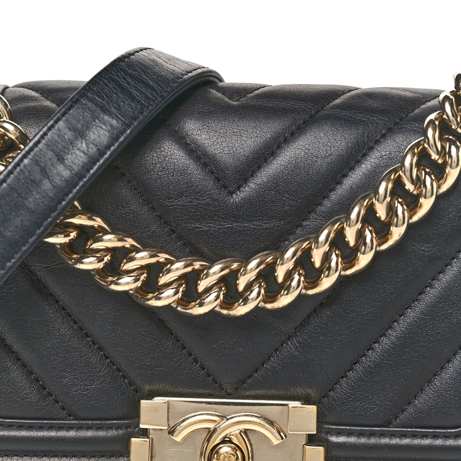 Chanel Calfskin Chevron Quilted Small Boy Flap Black