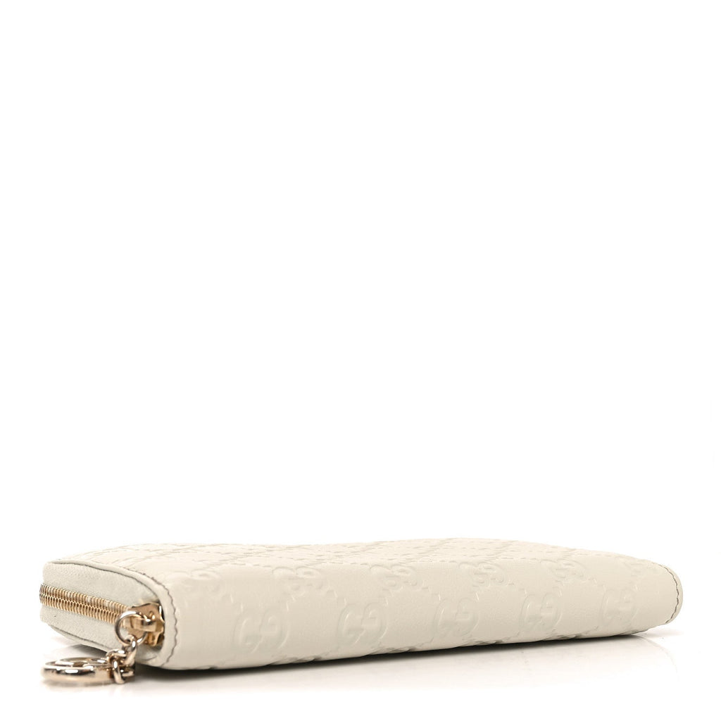 Gucci Guccissima GG Pierce Zip Around Wallet White