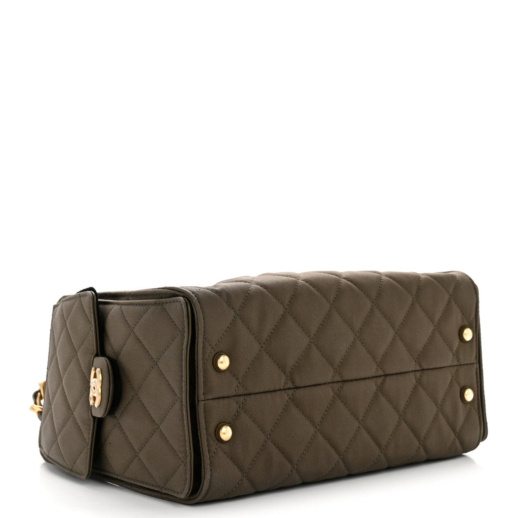 Chanel Canvas Quilted Small Chanel 25 Handbag Khaki