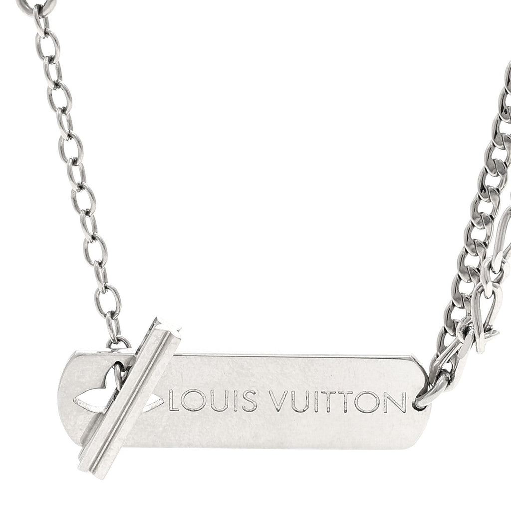 Louis Vuitton Metal Monogram Necklace Silver