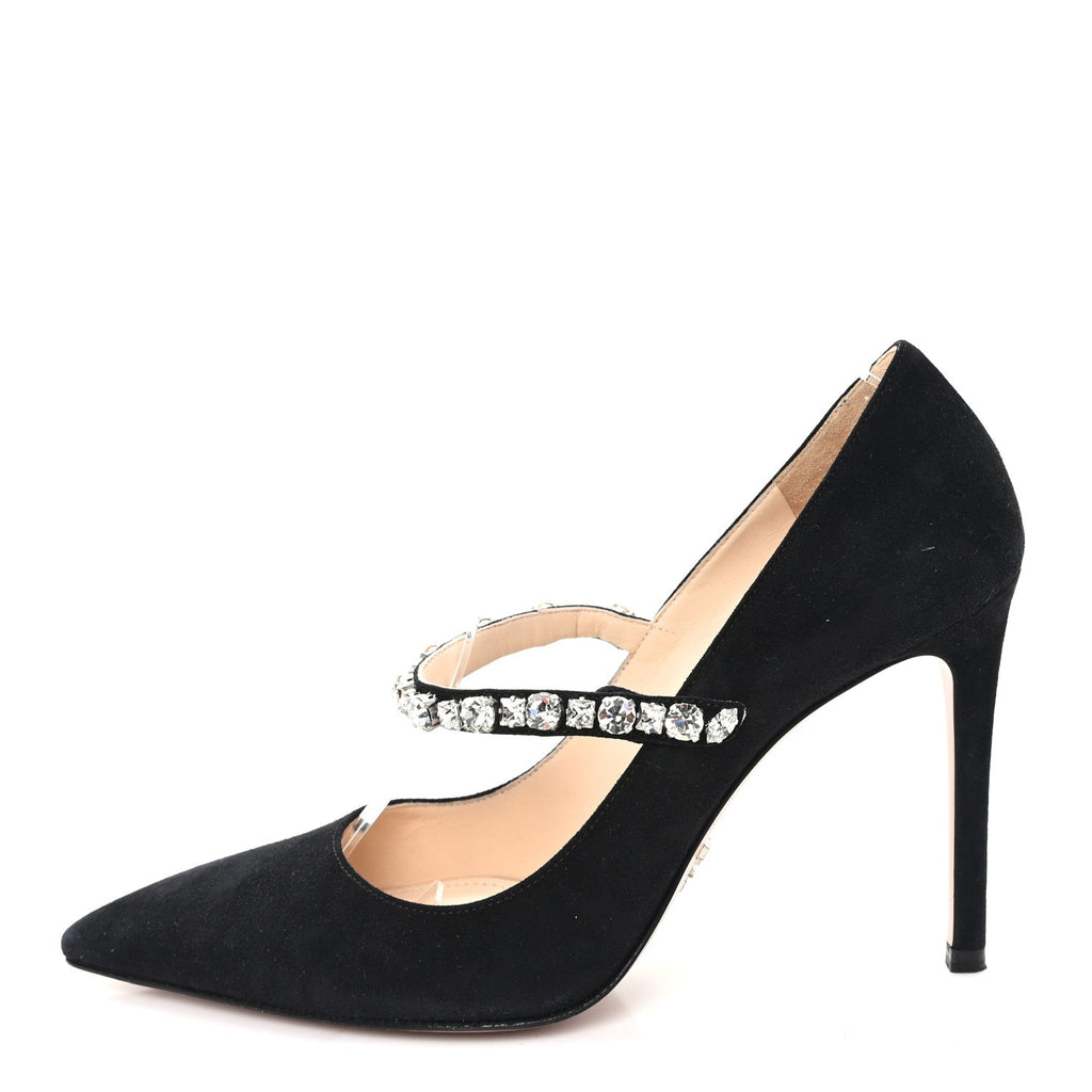 Prada Camoscio Crystal Pumps 37 Black