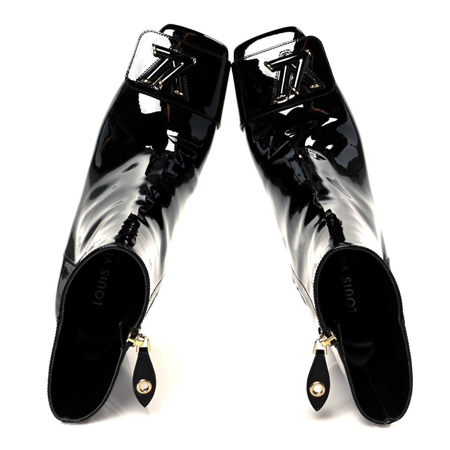 Louis Vuitton Patent Calfskin Shake Ankle Boots 38 Black