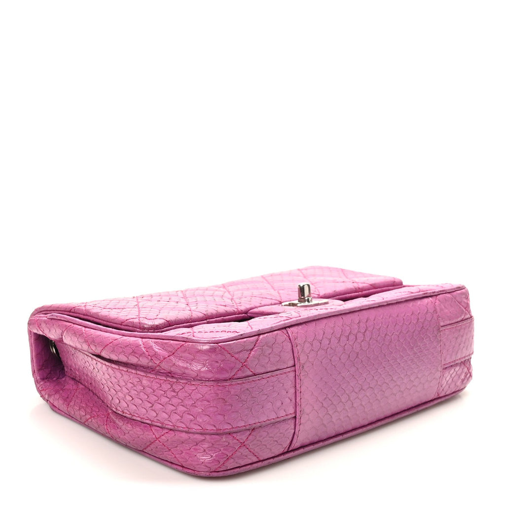 Chanel Elaphe Snakeskin Quilted Medium Easy Carry Flap Purple