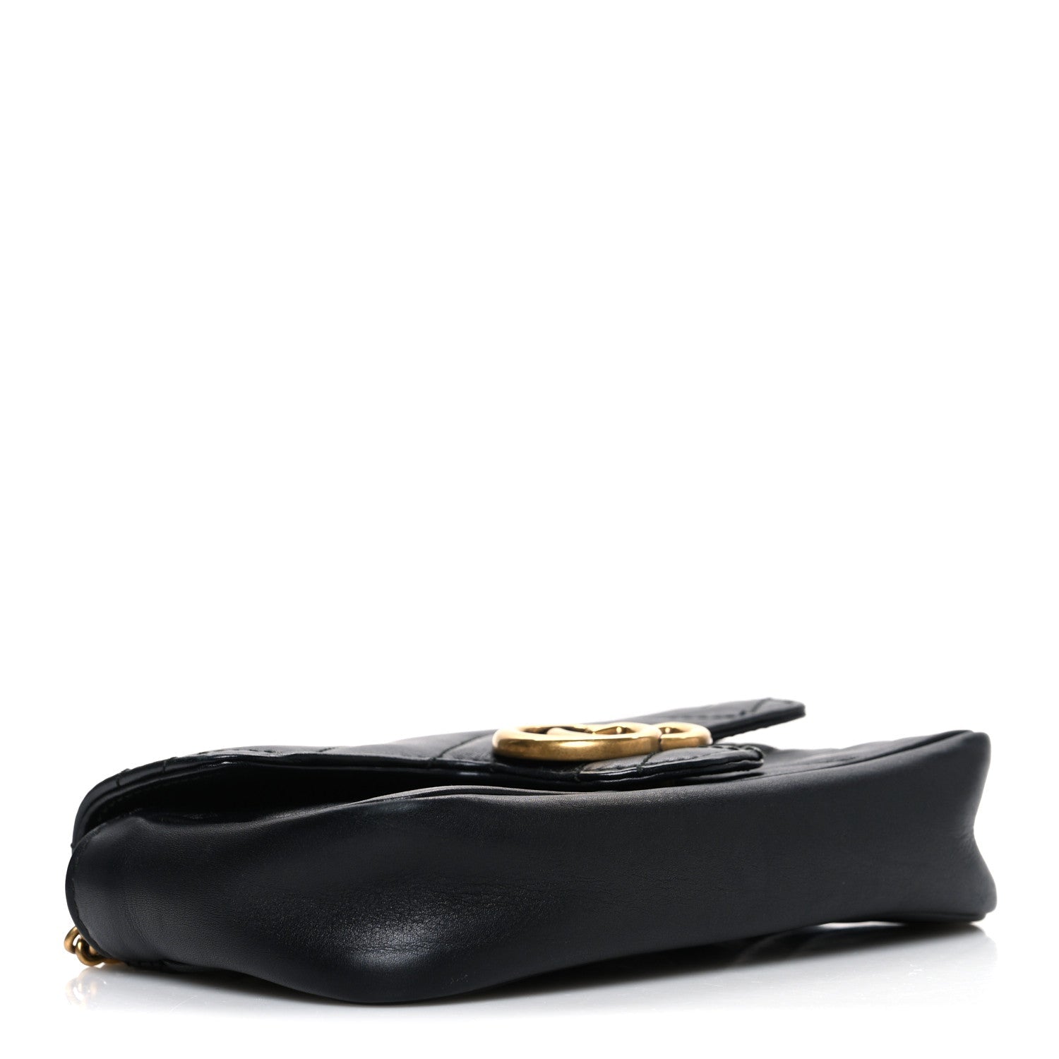 Gucci Calfskin Matelasse Super Mini GG Marmont Shoulder Bag Black