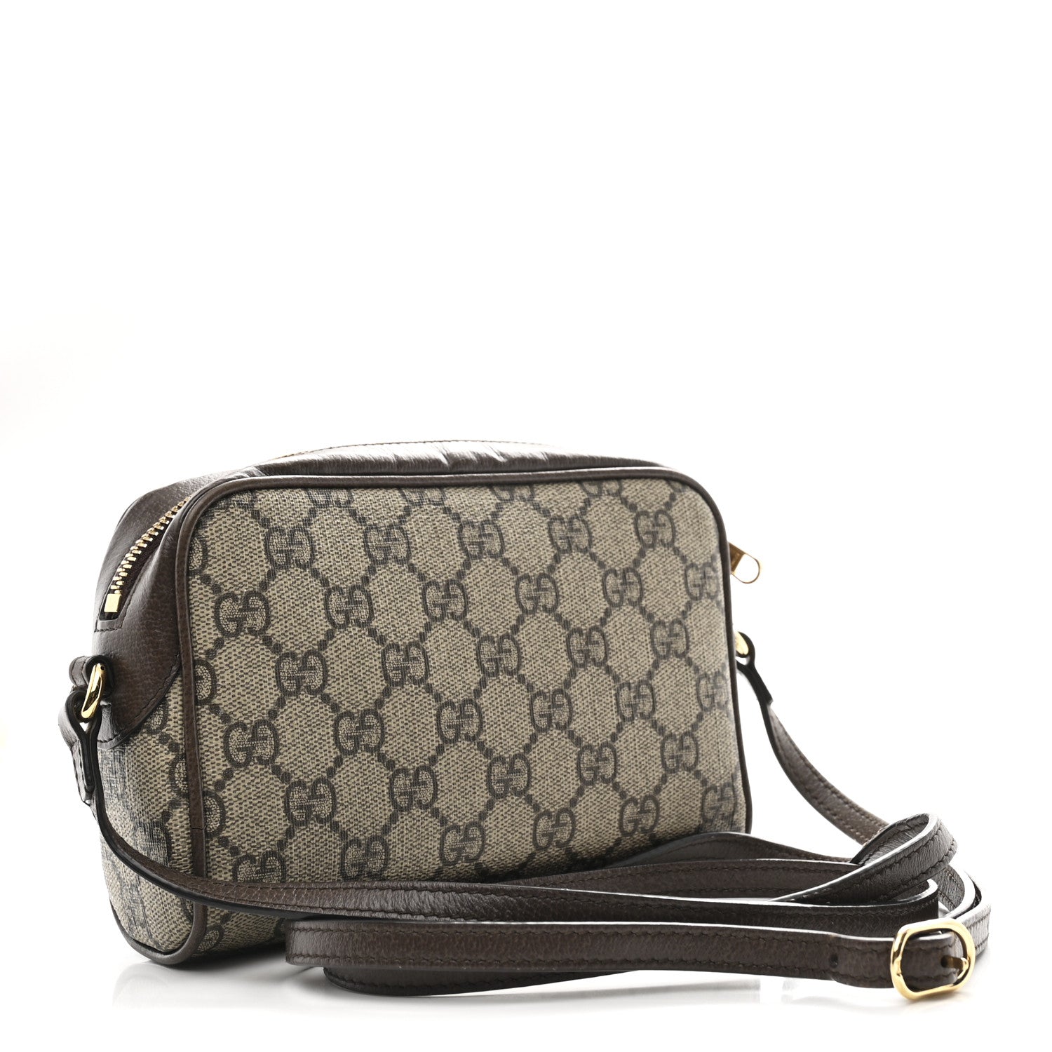 Gucci GG Supreme Monogram Textured Calfskin Super Mini Ophidia Shoulder Bag Beige Ebony New Acero