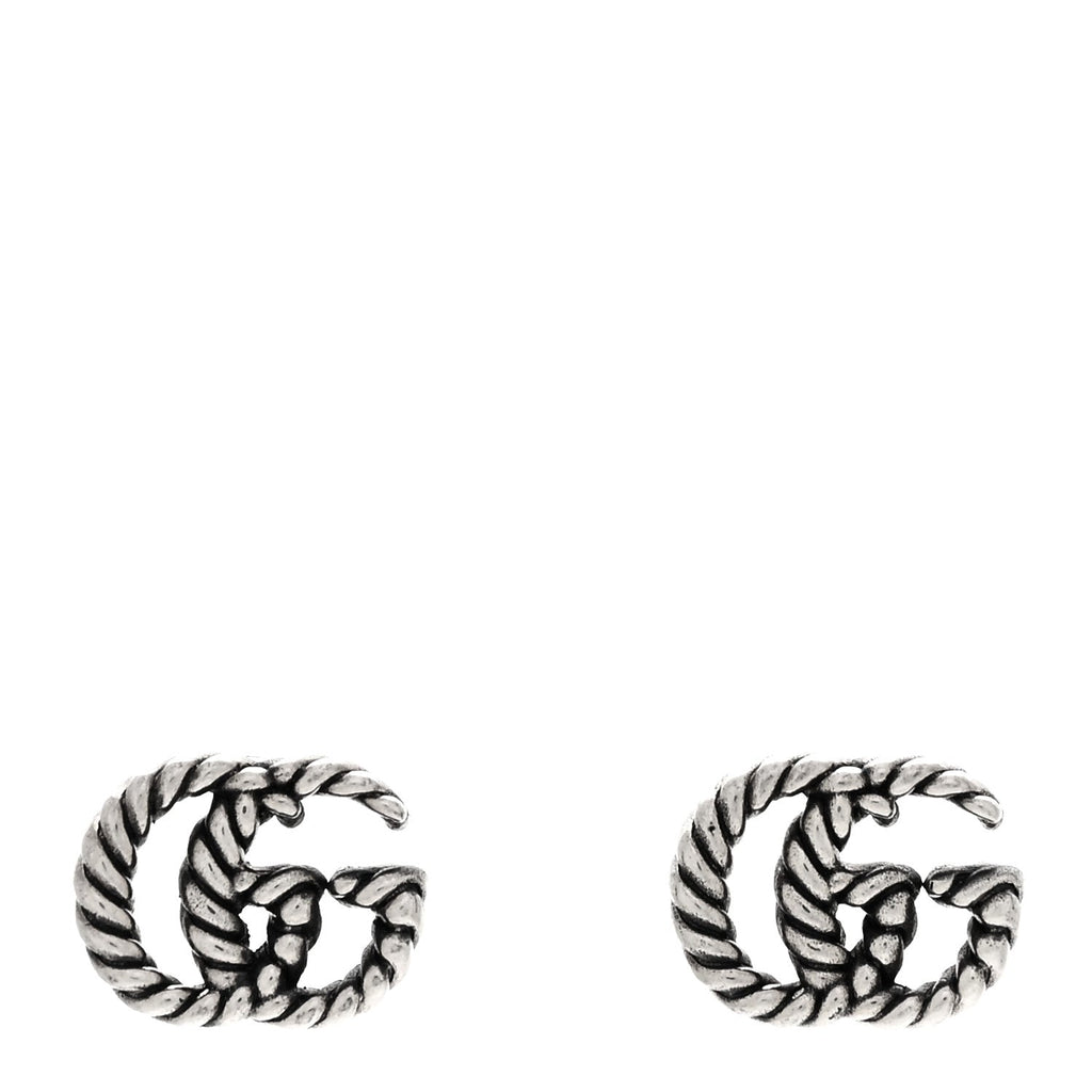 Gucci Sterling Silver Torchon Double G Earrings