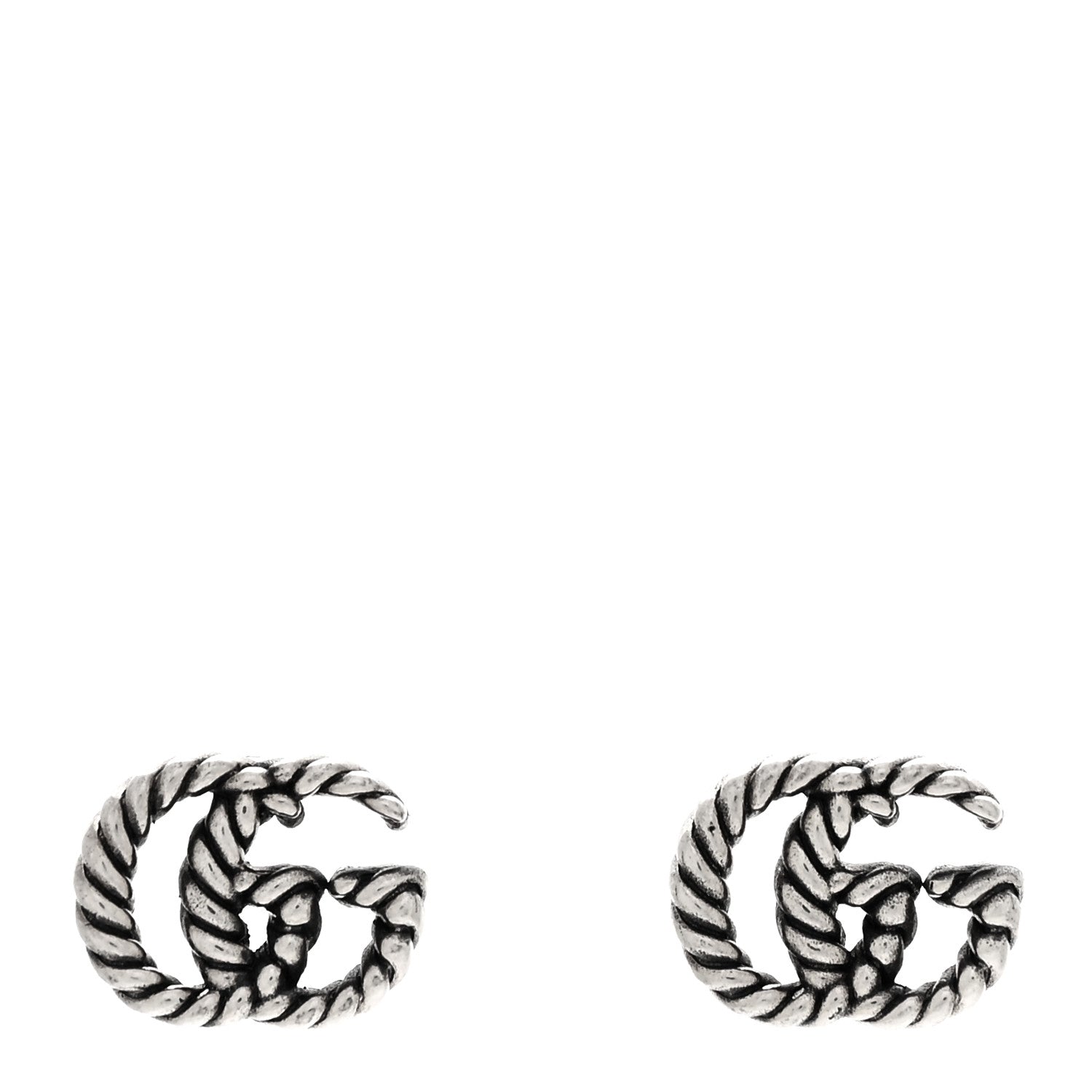 Gucci Sterling Silver Torchon Double G Earrings