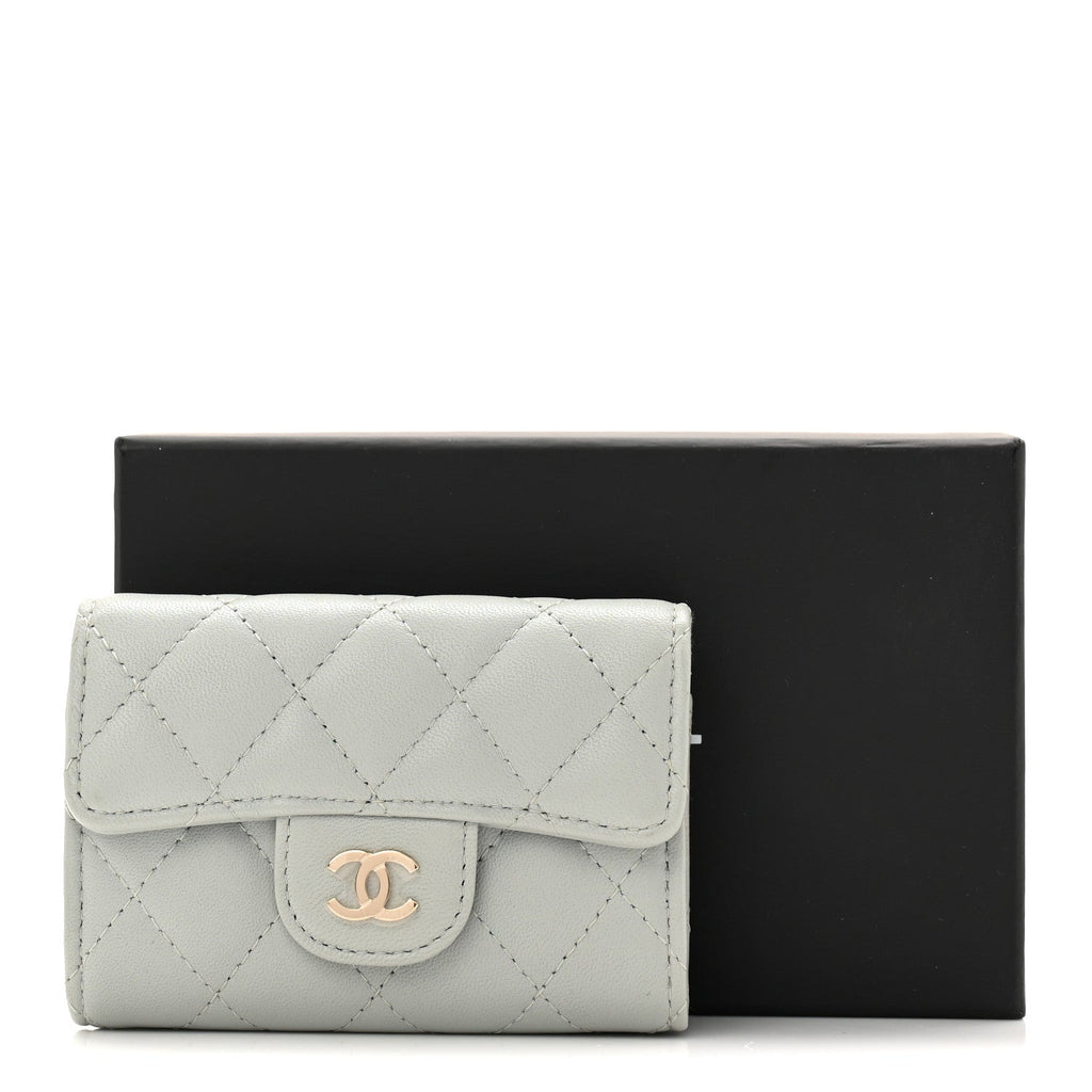 Lambskin Quilted Classic 4 Key Holder Wallet Grey