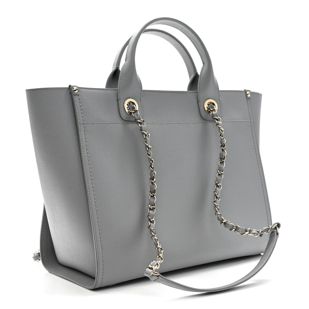 Chanel Caviar Studded Medium Deauville Tote Grey