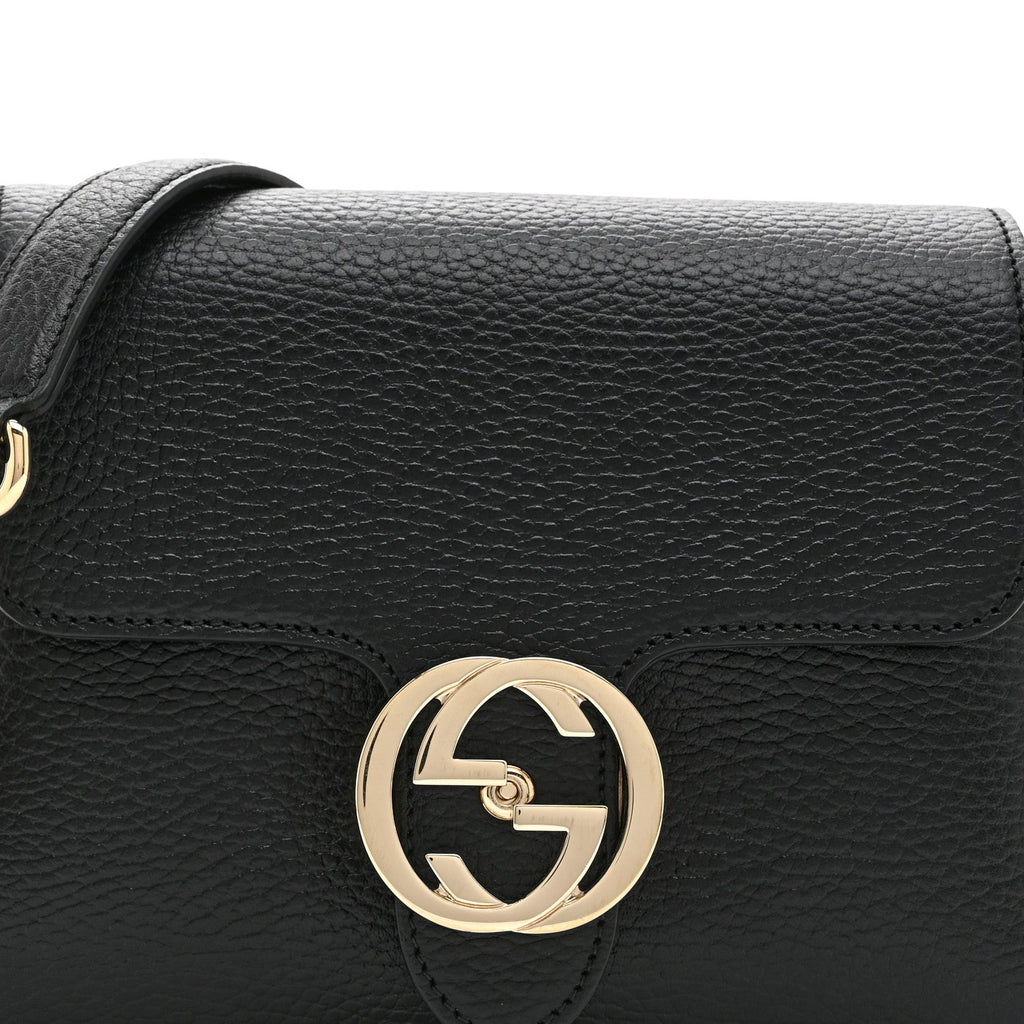 Gucci Dollar Calfskin Interlocking G Crossbody Bag Black