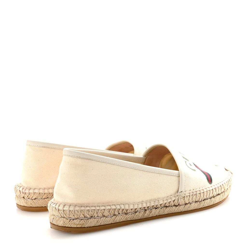 Gucci Canvas Logo Espadrilles 39.5 Greggio White