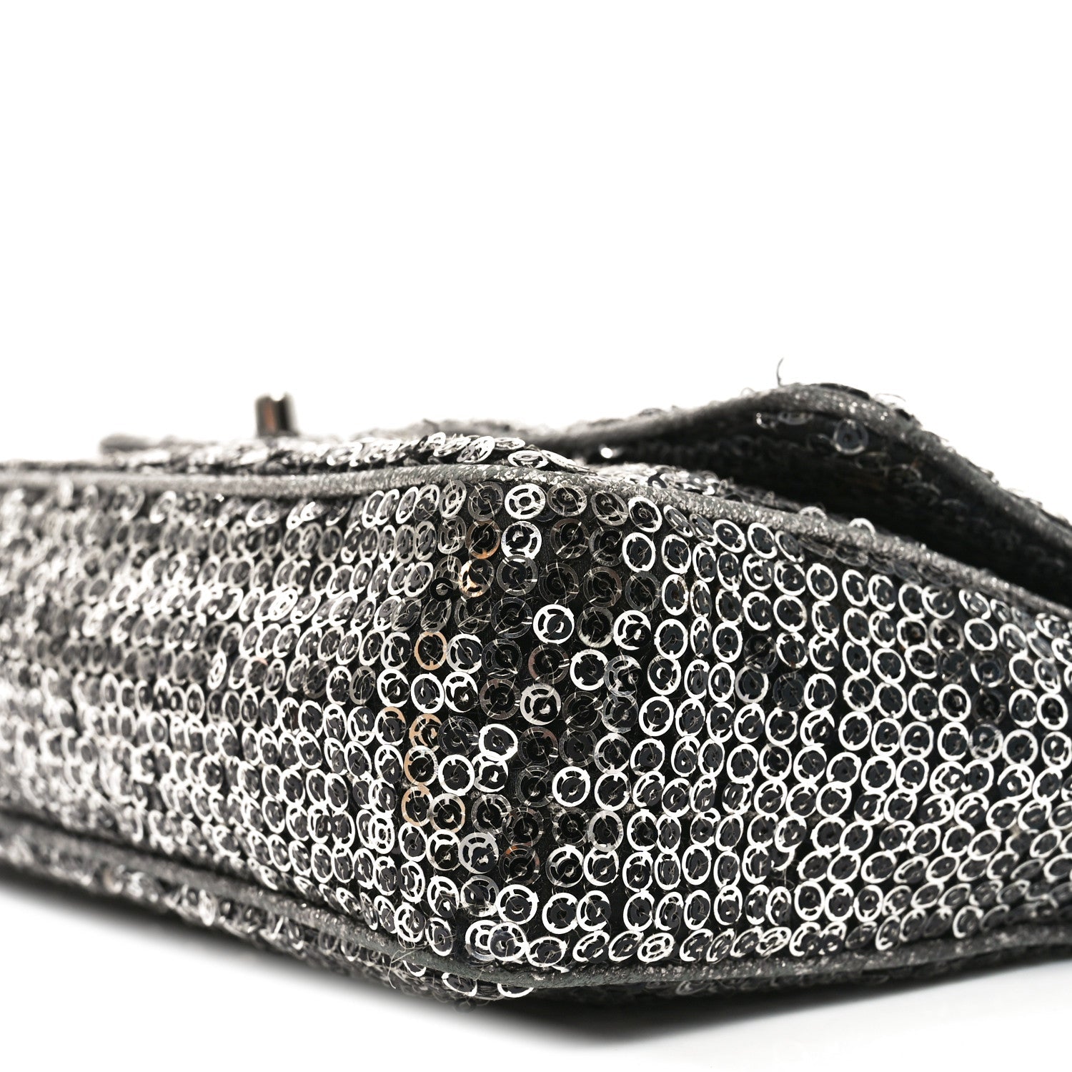 Chanel Sequin Medium Single Flap Dark Silver