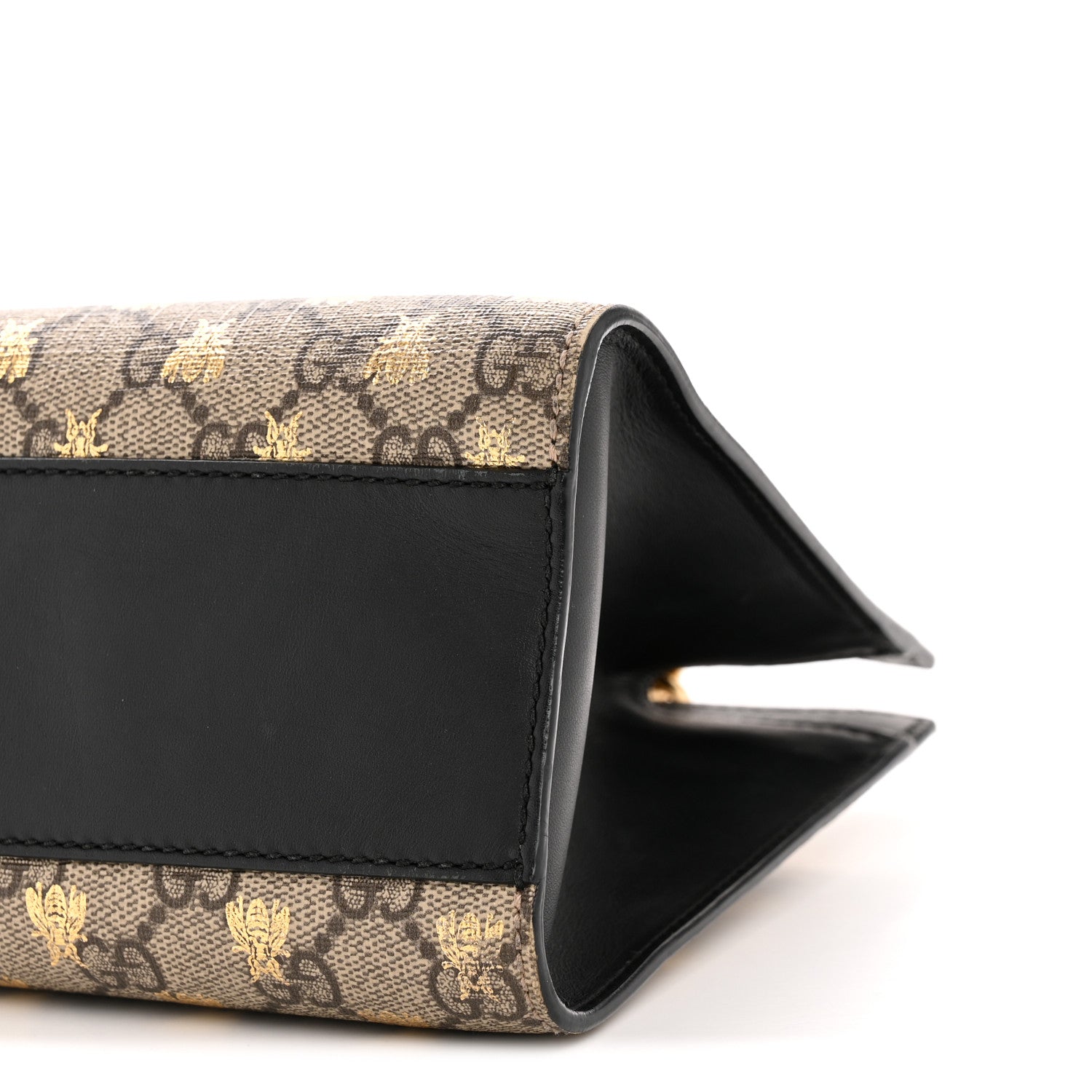 Gucci GG Supreme Monogram Bees Small Padlock Tote Beige Oro Black