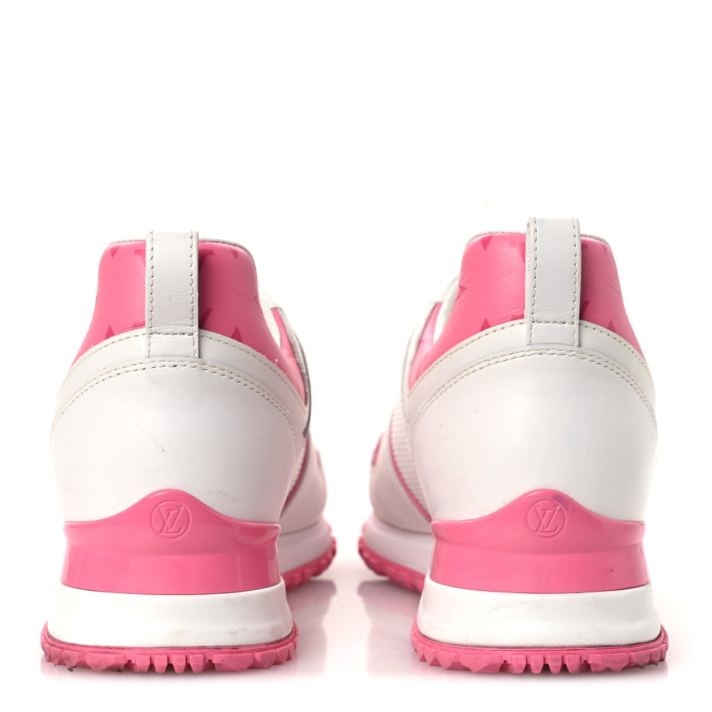 Louis Vuitton Calfskin Monogram Run Away Sneakers 38.5 White Pink