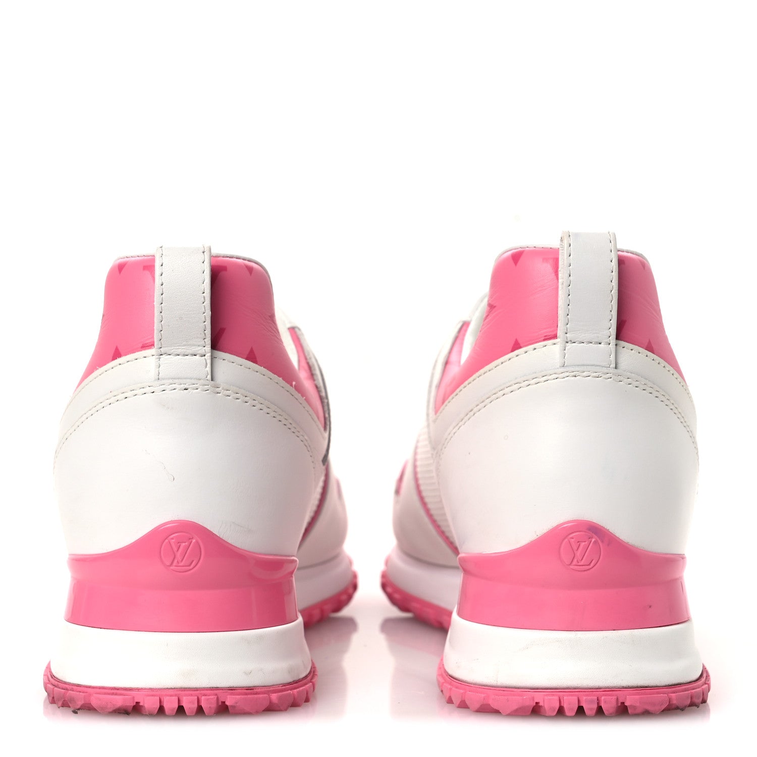 Louis Vuitton Calfskin Monogram Run Away Sneakers 38.5 White Pink