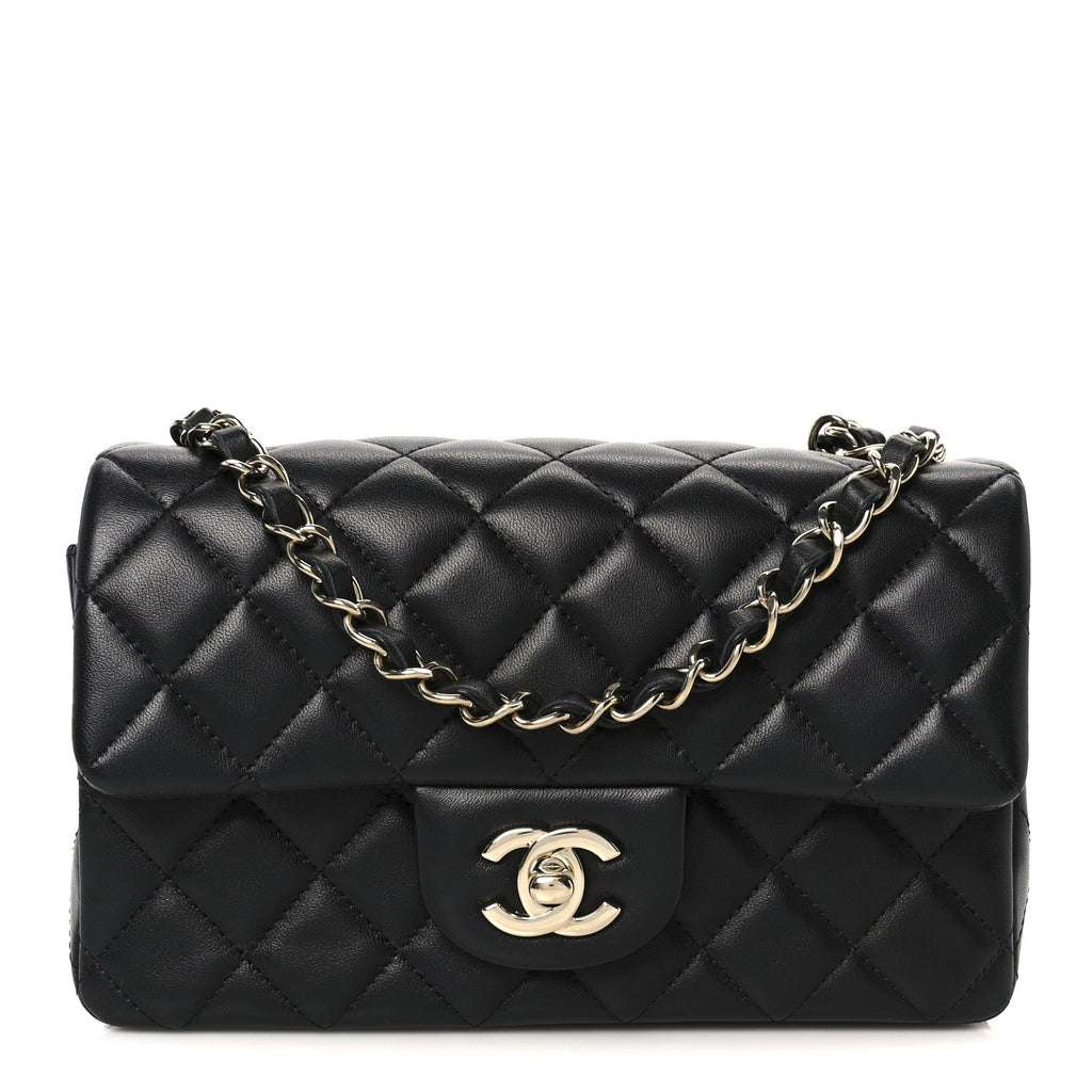 Chanel Lambskin Quilted Mini Rectangular Flap Black