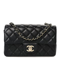 Chanel Lambskin Quilted Mini Rectangular Flap Black
