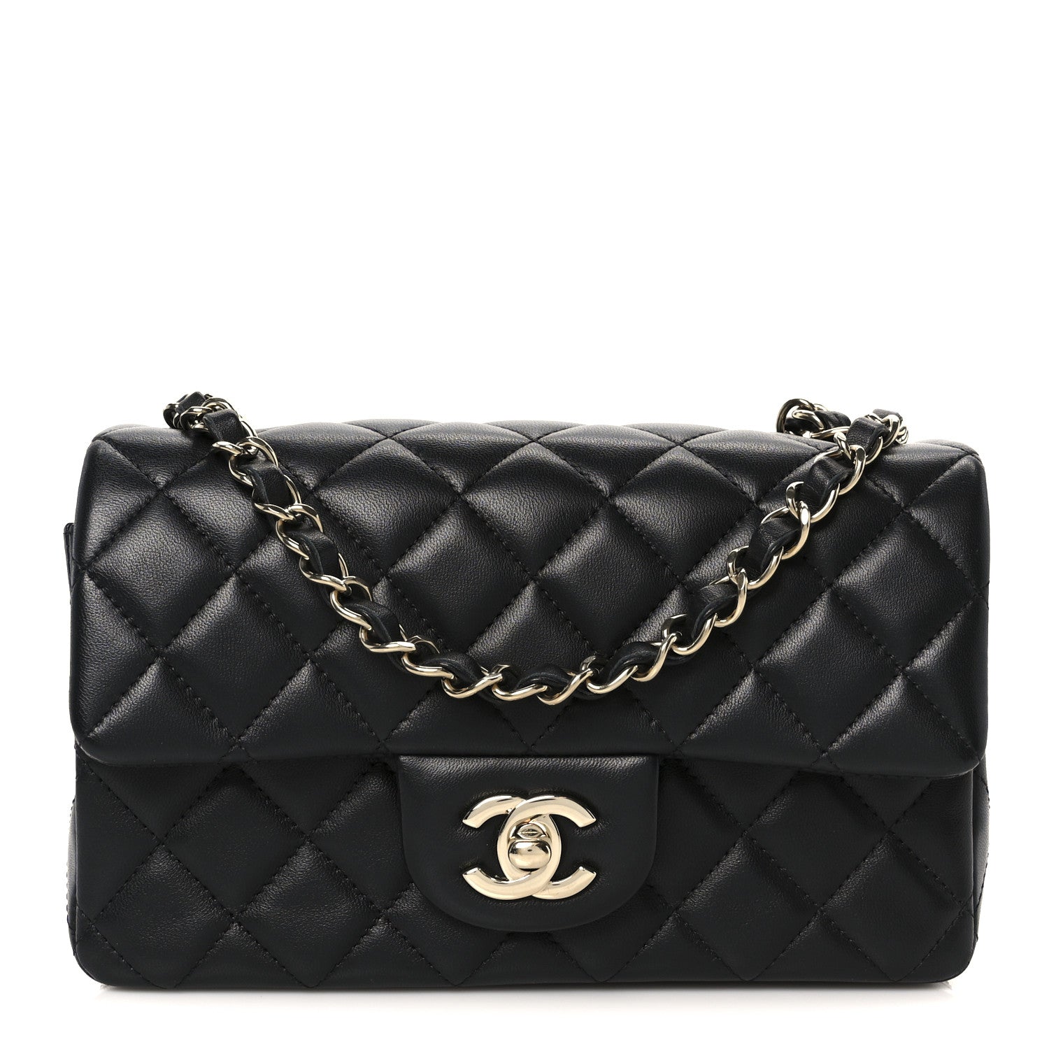 Chanel Lambskin Quilted Mini Rectangular Flap Black