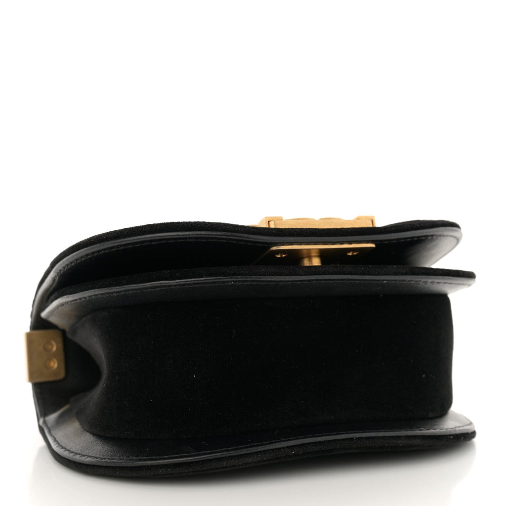 Chanel Velvet Quilted Mini Boy Messenger Bag Black