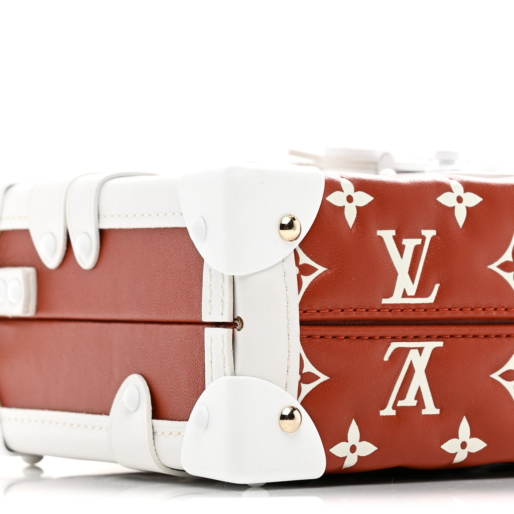 Louis Vuitton Lambskin Embossed Monogram Petite Malle Brown White