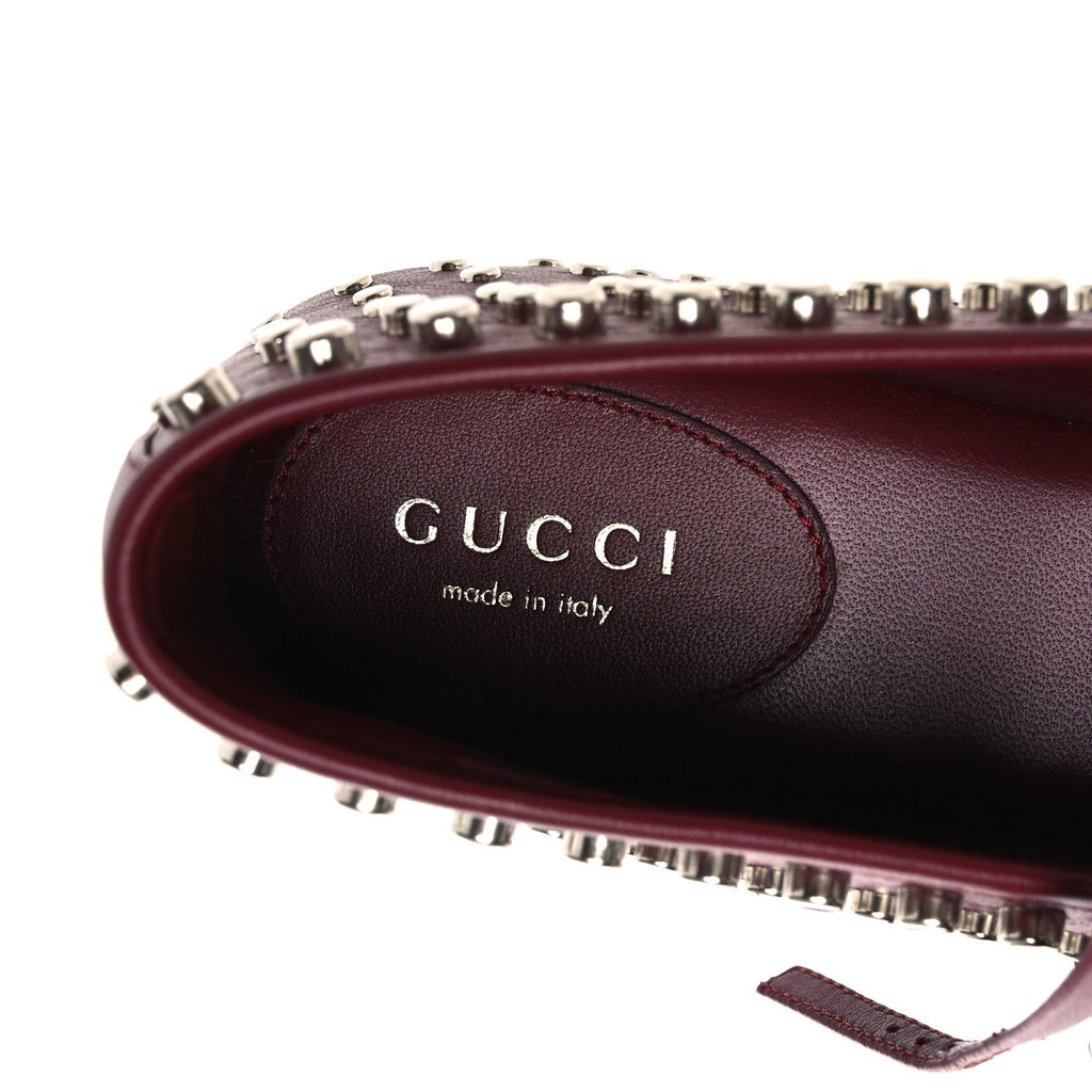 Gucci Nappa Carmaque Studded Horsebit Ballet Flats 39 Rosso Ancora