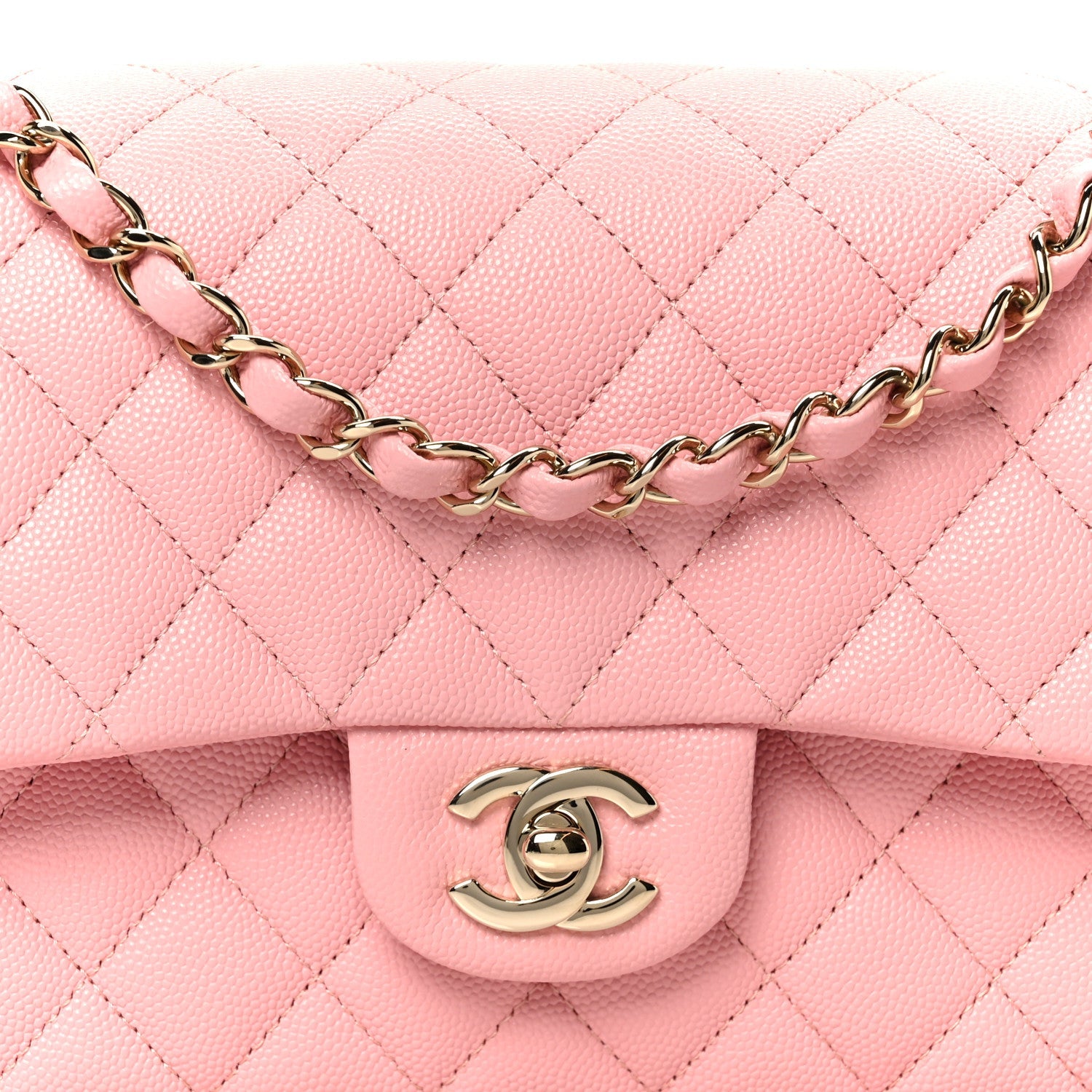 Chanel Caviar Quilted Medium Double Flap Light Pink