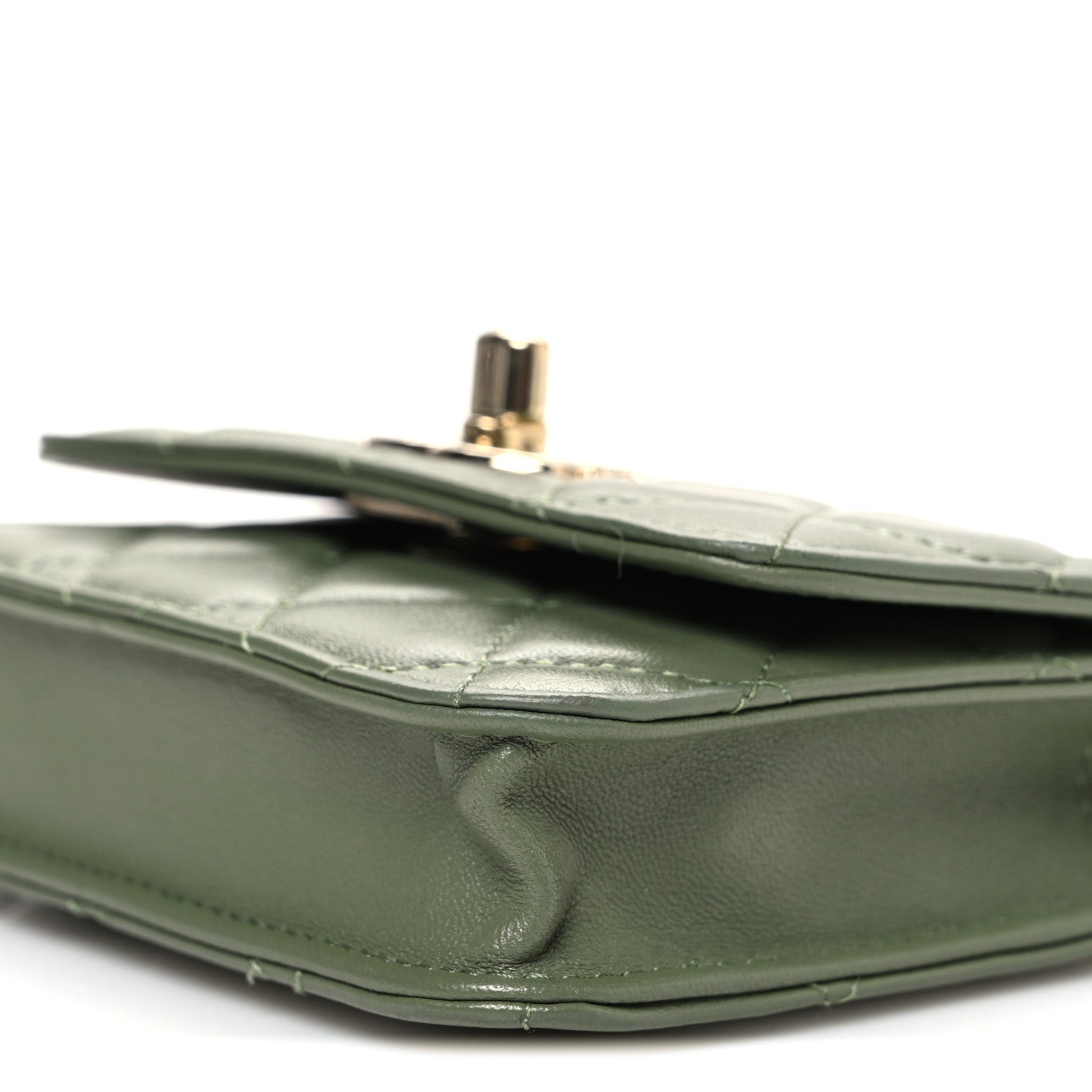 Chanel Lambskin Quilted Trendy CC Card Holder On Chain Green